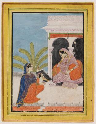 Queen Rani Dressing (Woman looking in mirror held by maidservant)