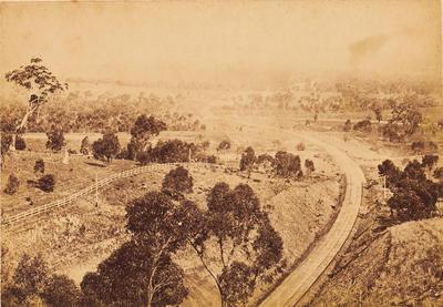 View From The Big Hill, Showing The Line of Railway To Melbourne.